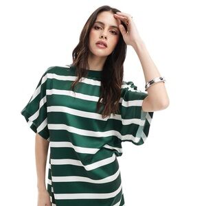 ASOS Green and White Striped Mini Dress